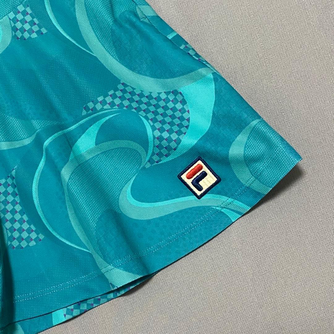 フィラFILA 総柄シャツ&フレアスコート上下セットアップ XL テニスウェア