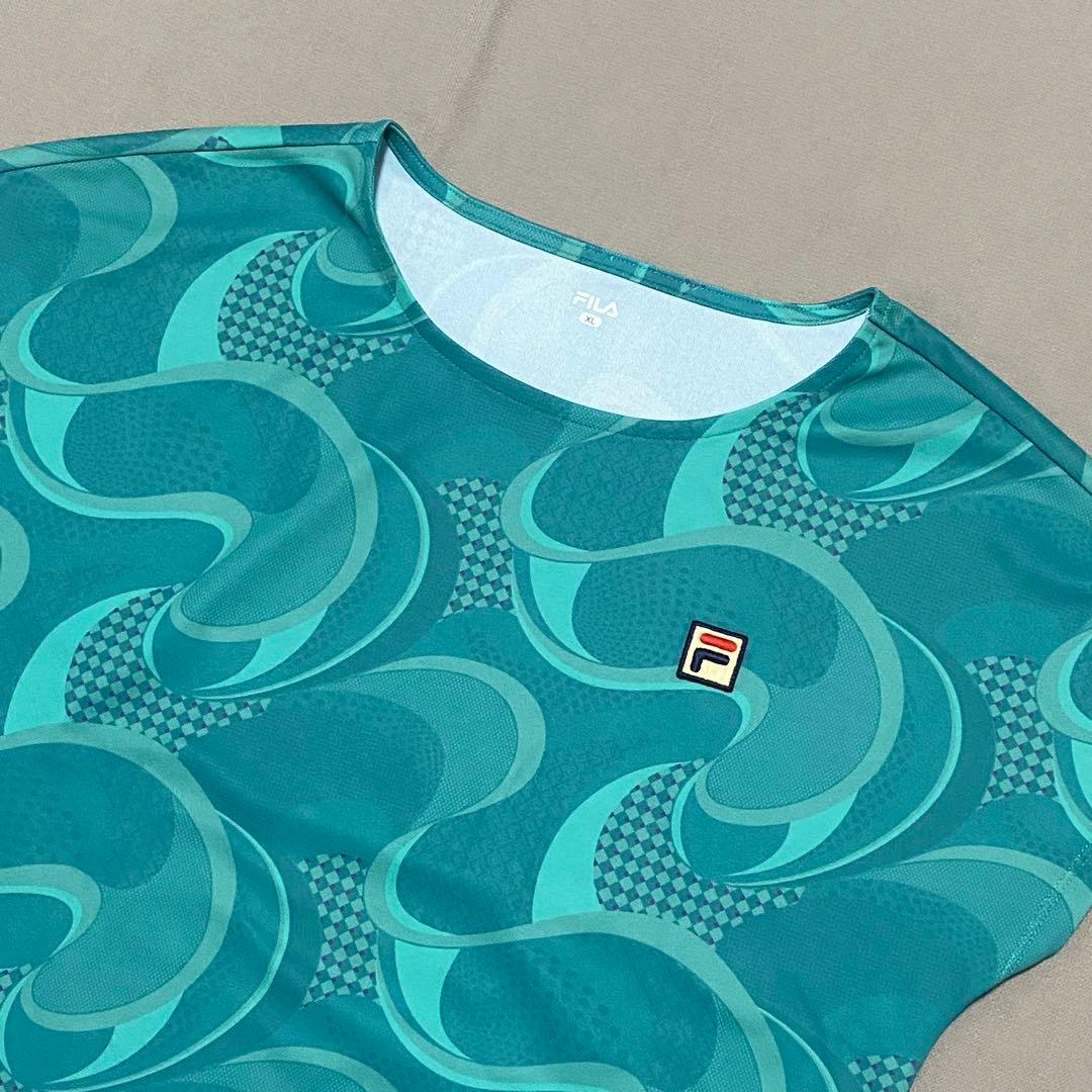 フィラFILA 総柄シャツ&フレアスコート上下セットアップ XL テニスウェア
