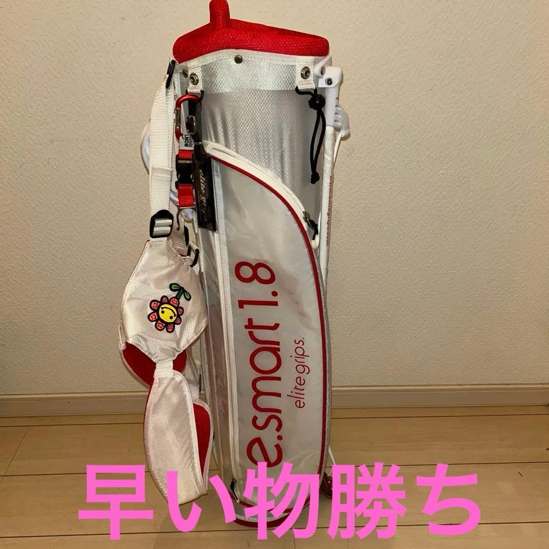 kz エリートグリップキャディバッグ白\赤　スタンド式