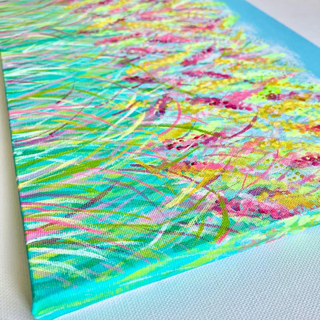 garden＊4号サイズ　絵画　原画　風景画　春　花　ミモザ　菜の花　桜