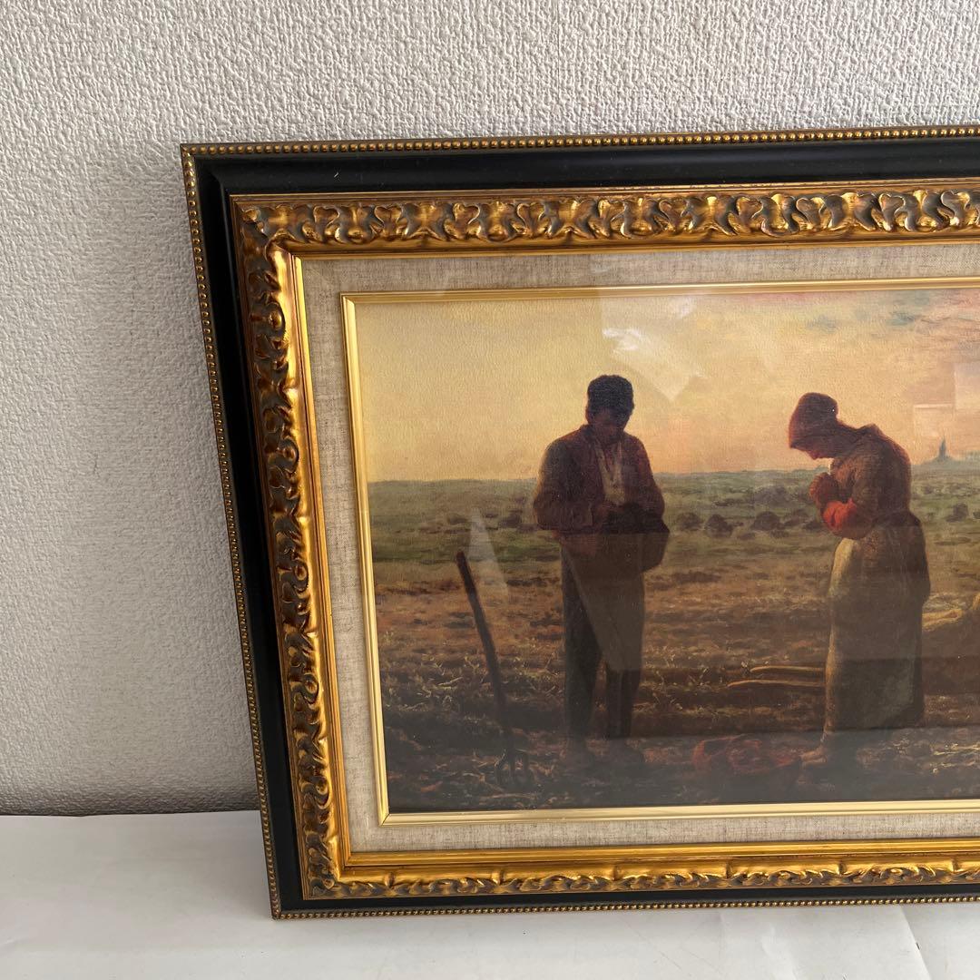 【新品】ジャン=フランソワ・ミレー 晩鐘 絵画 複製画 高級額装ブラックゴールド