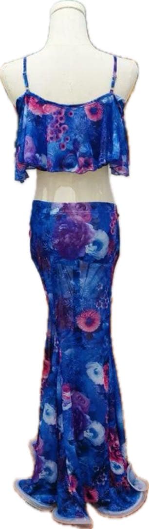 美品　ベリーダンス フラワープリント シフォン 上下セット
