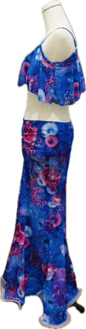 美品　ベリーダンス フラワープリント シフォン 上下セット