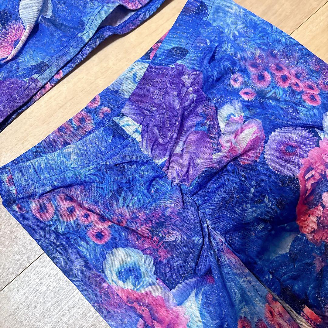 美品　ベリーダンス フラワープリント シフォン 上下セット