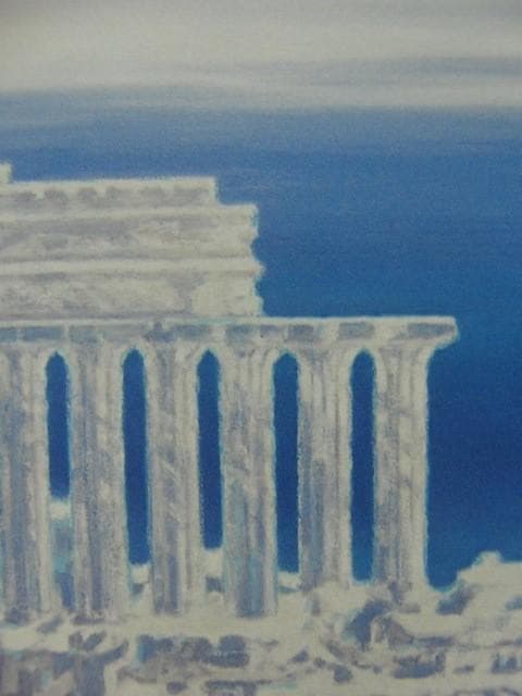 松浦 安弘 【セリヌンテの海】 希少画集画、状態良好、新品高級額装付