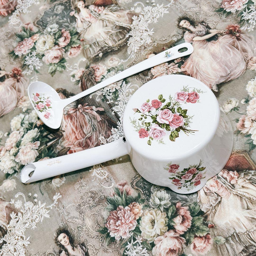 新品 琺瑯 ミルクパン レードルセットプランドパリ/ イマン imane マニー