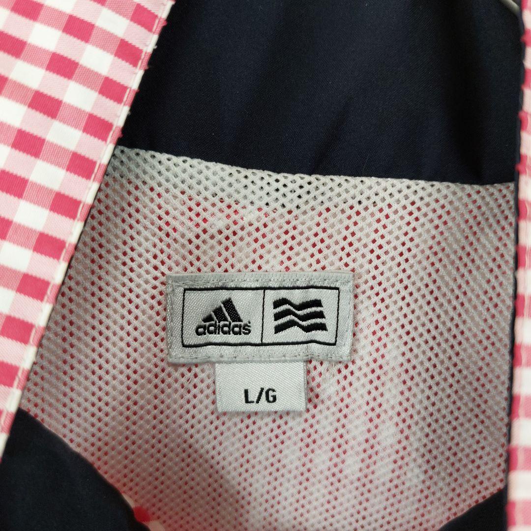 【人気】adidas レディース レインウェア Lサイズ 収納袋付き　チェック