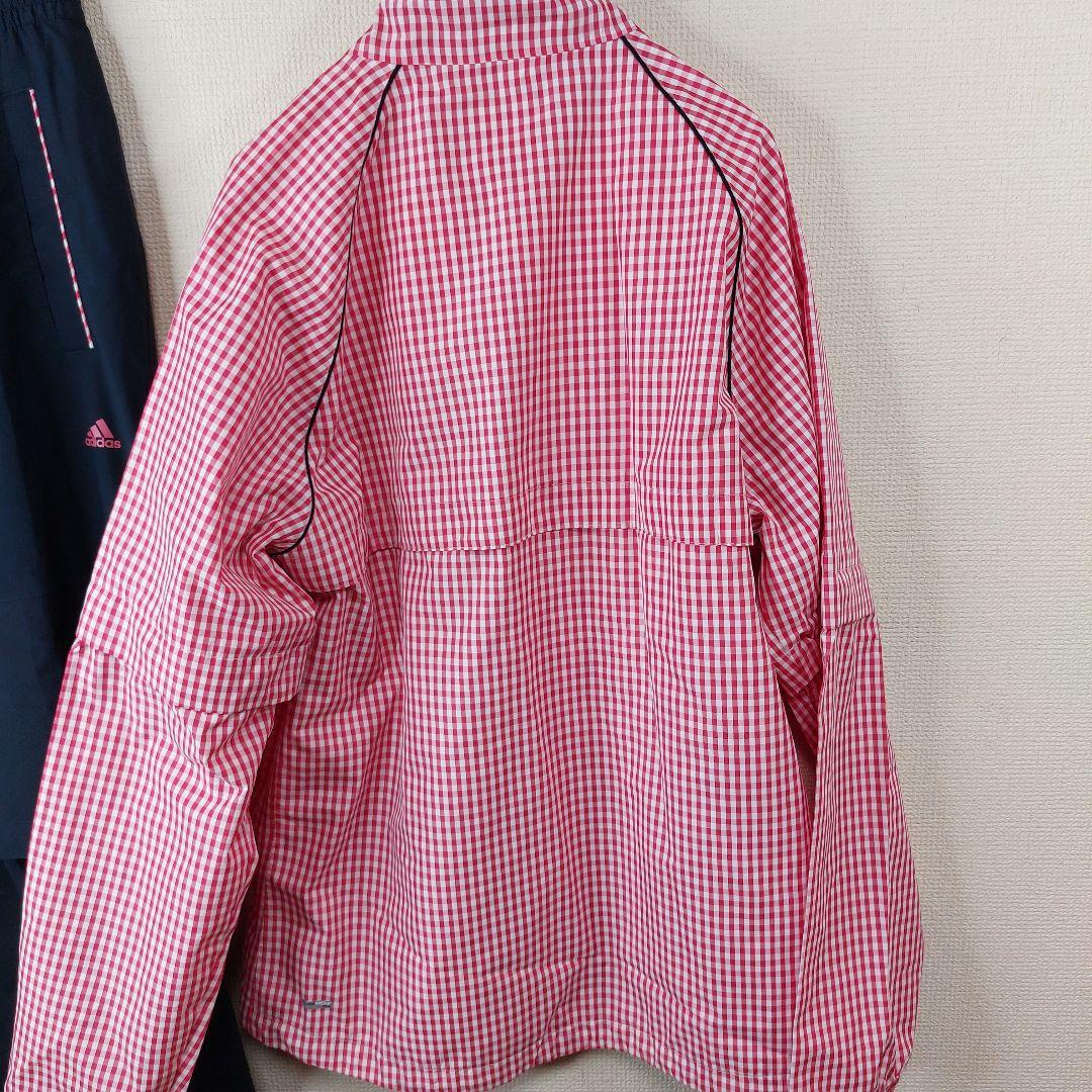 【人気】adidas レディース レインウェア Lサイズ 収納袋付き　チェック