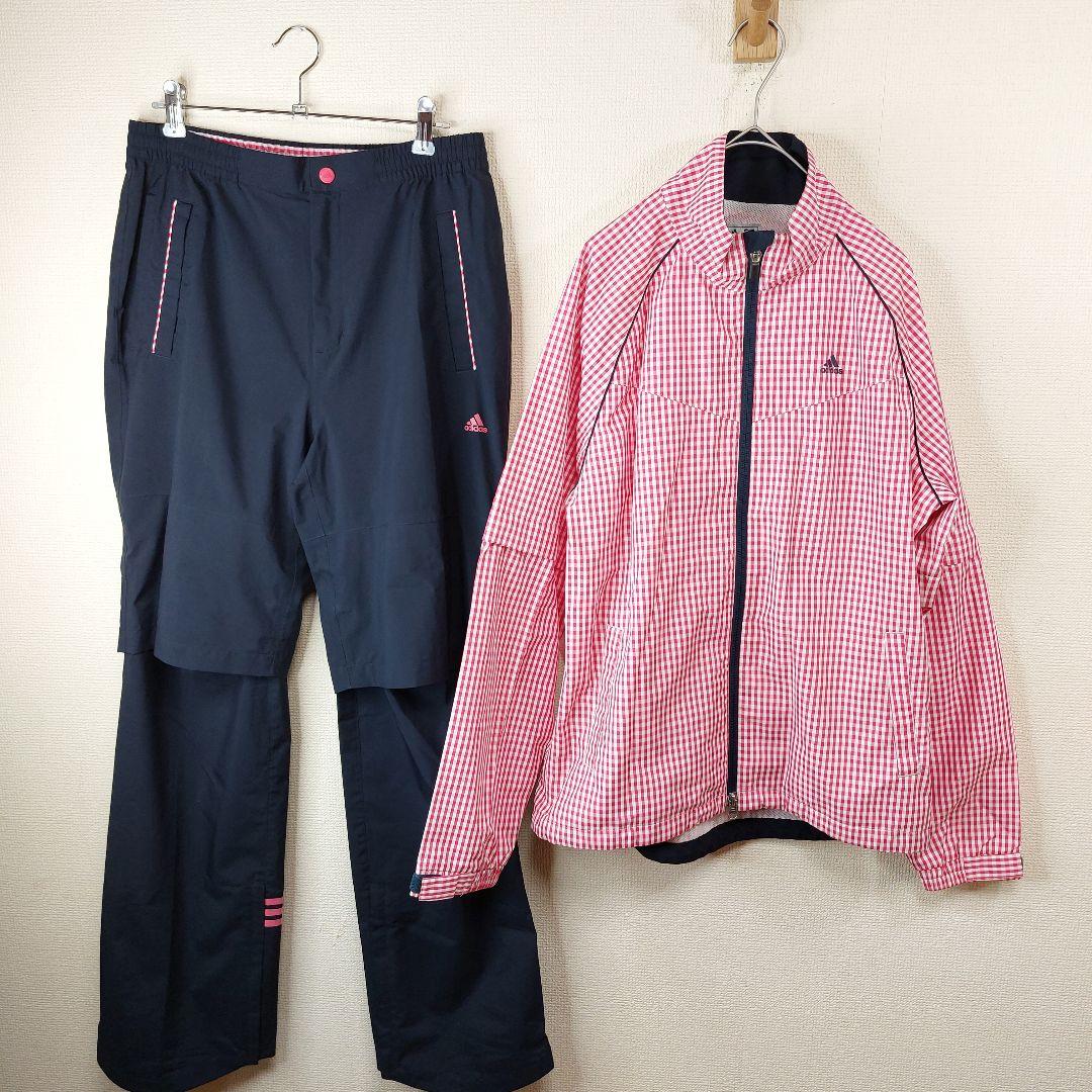 【人気】adidas レディース レインウェア Lサイズ 収納袋付き　チェック