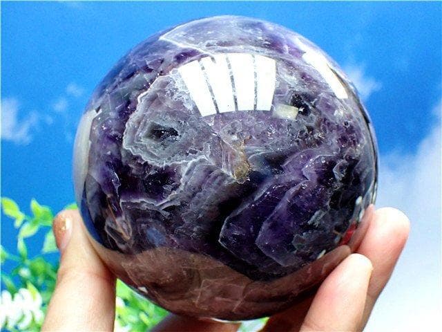 1145g天然～愛の守護石～夢幻紫水晶アメジスト丸玉B89G1/244G02B