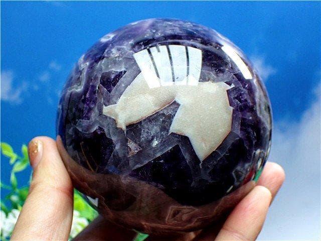 1145g天然～愛の守護石～夢幻紫水晶アメジスト丸玉B89G1/244G02B