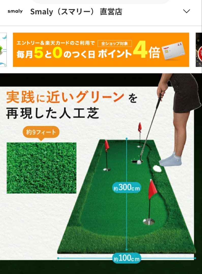 ゴルフマット パターマット　300cm x 100cm