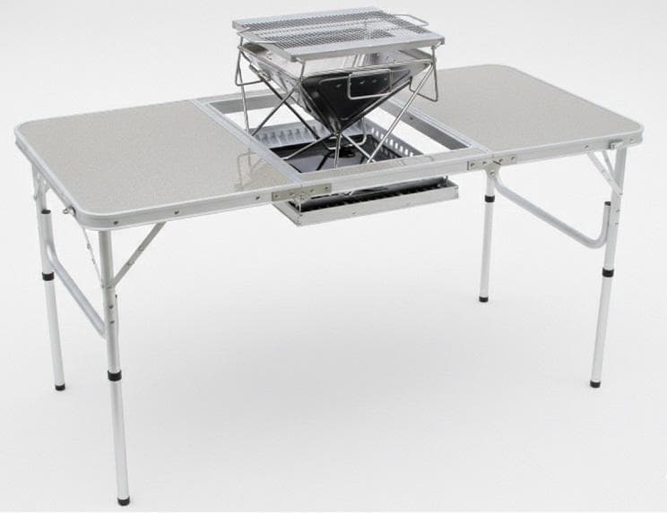 2WAYバーベキューテーブルOW-150 高さ変更可 ケース付 BBQテーブル