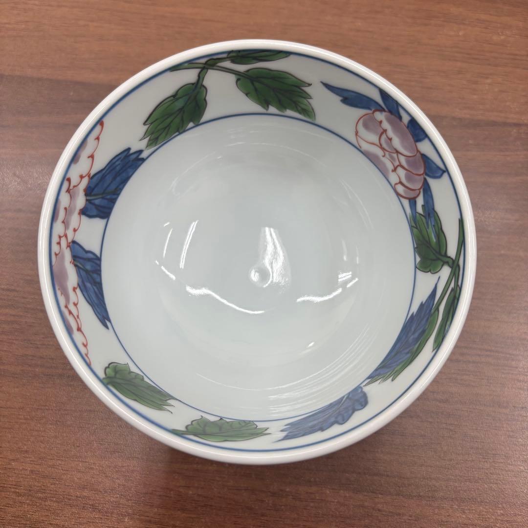 源右衛門 窯 染錦紫牡丹絵 飯碗 茶碗