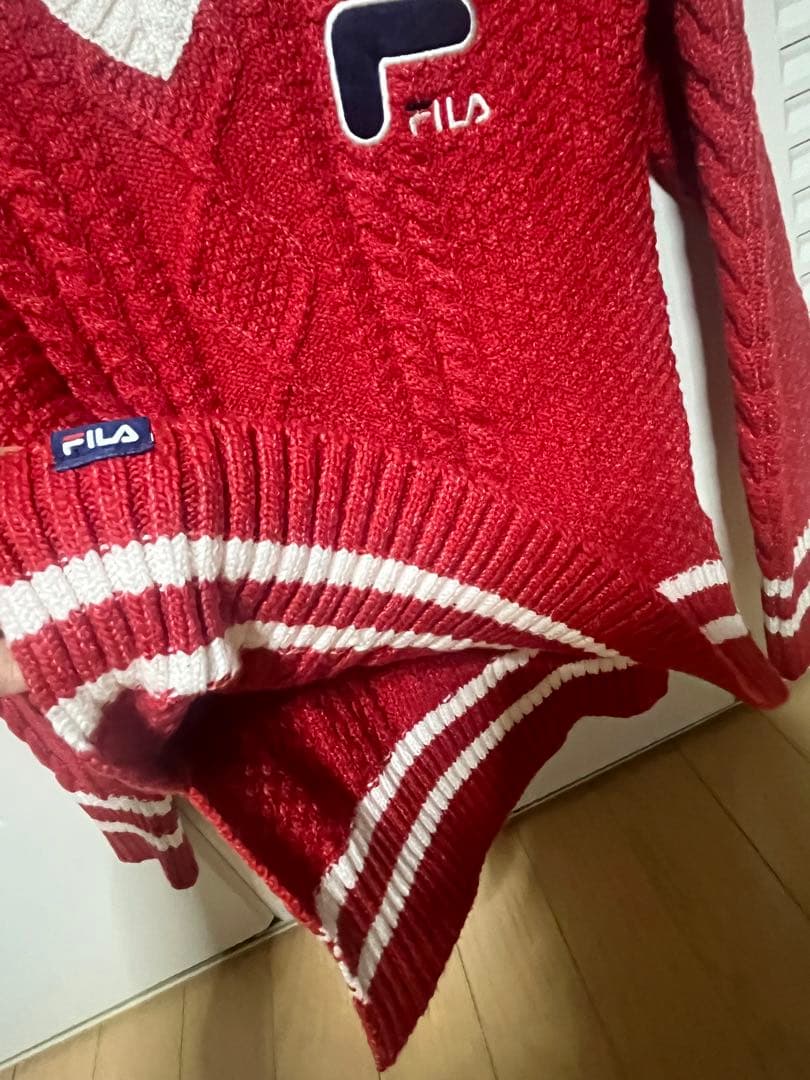 FILA GOLF 赤 Vネック セーター M
