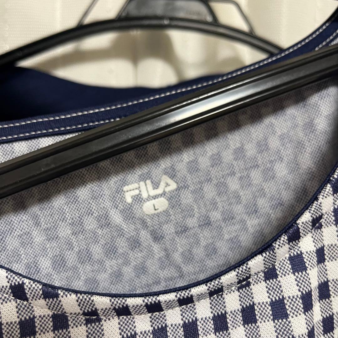 Fila フィラ テニス ギンガムチェック セットアップTシャツ スコート L