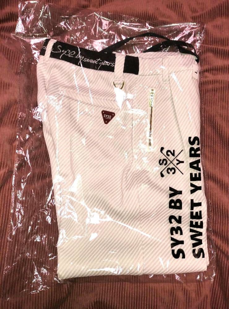 SY32●ツイルタックワイドパンツ ストレートパンツ●Ｌ●定価24,200新品