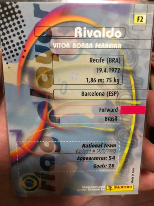 サインカード　リバウド　バルセロナ　ACミラン　ブラジル代表