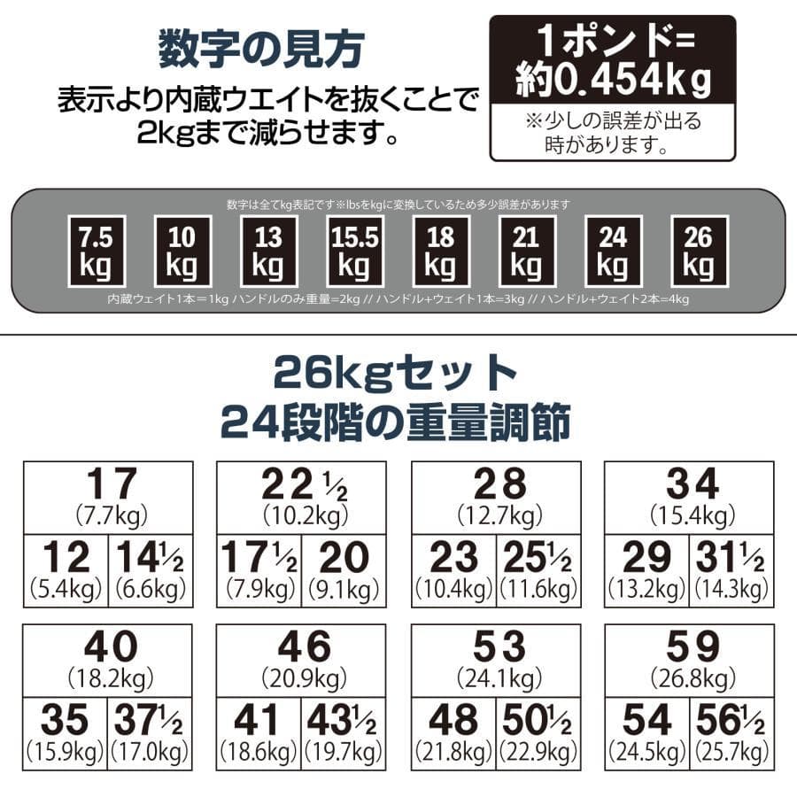 ブロックダンベル 可変式 26kg 2個セット可変式ダンベル