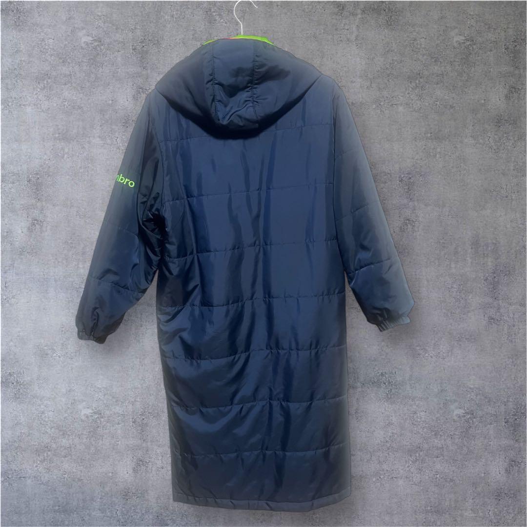 美品umbro Wジッパー ネイビー ベンチコート 160cm フード取外し可能