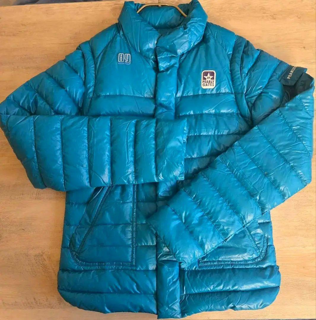 【パーリーゲイツ】（美品）2WAYダウンジャケット　ターコイズブルー　サイズ1