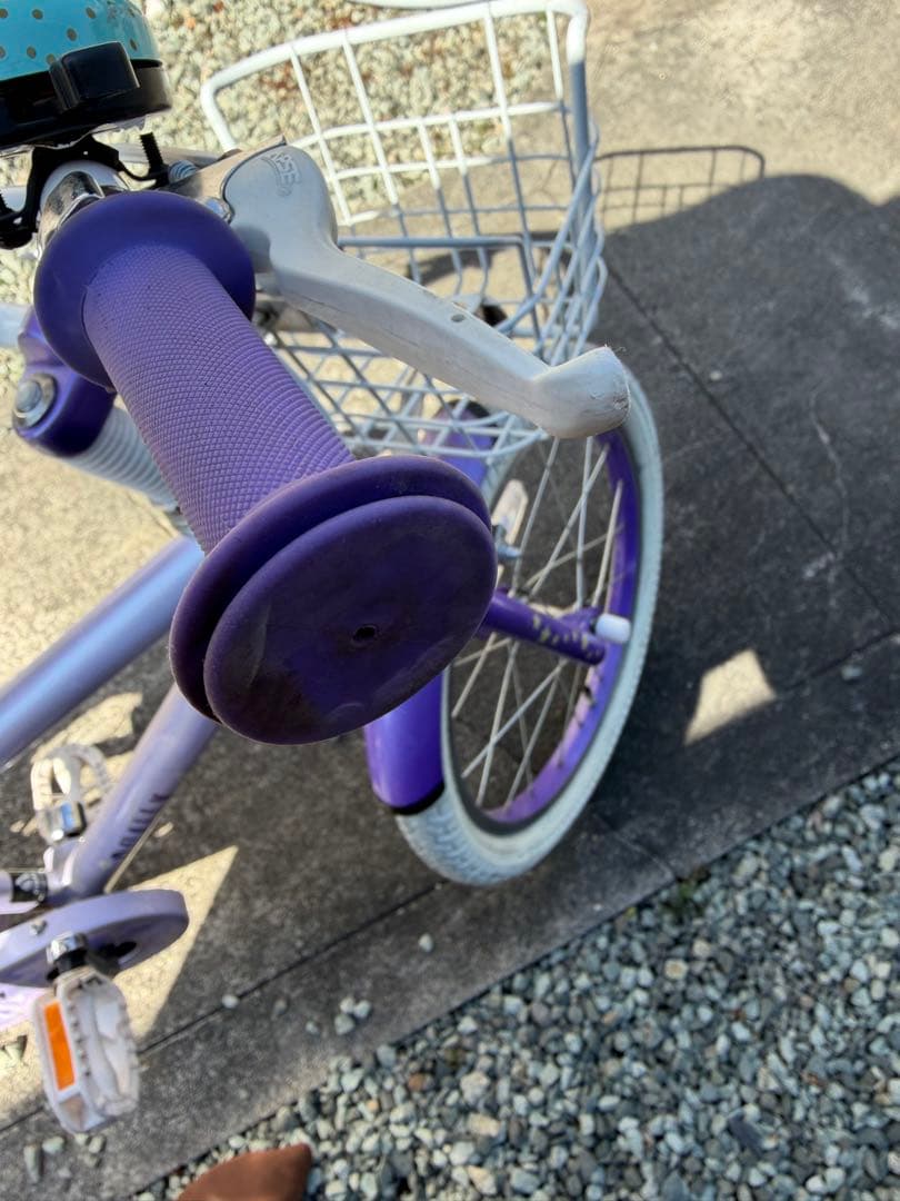 引き取り専用 アサヒ幼児用自転車 紫色 前面バスケット付き