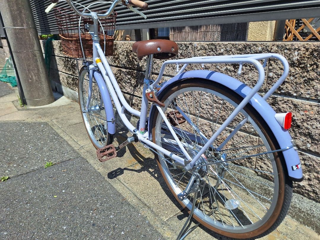 子供用自転車 24インチ 小学生用 カゴ/鍵/ライト付き/ラベンダー