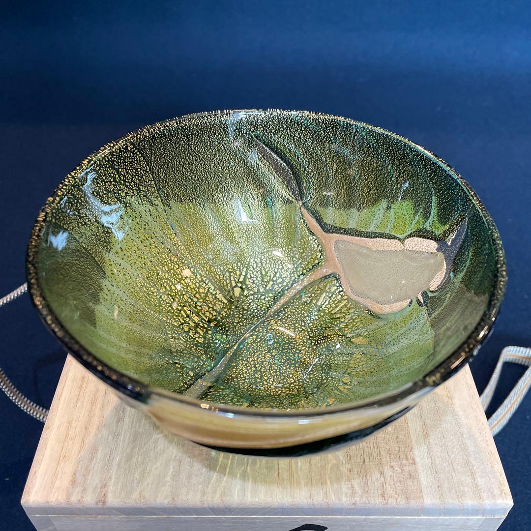 『西中 千人』(にしなか ゆきと)作のガラスの【呼継 茶碗】共箱※美品