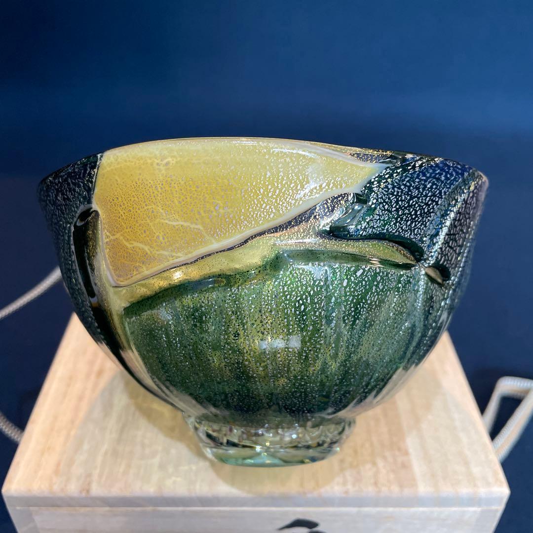 『西中 千人』(にしなか ゆきと)作のガラスの【呼継 茶碗】共箱※美品