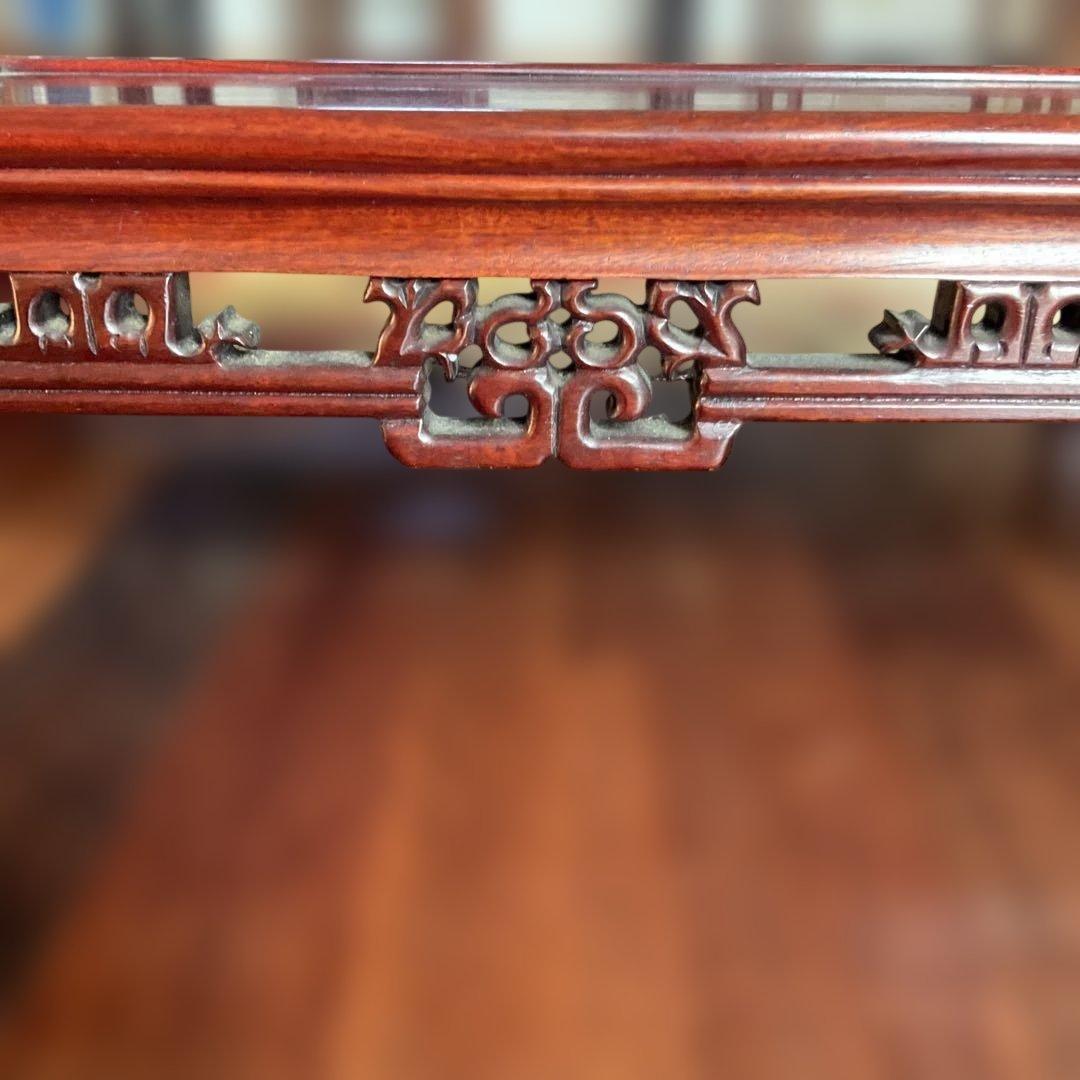 唐木製彫刻装飾付き花瓶台