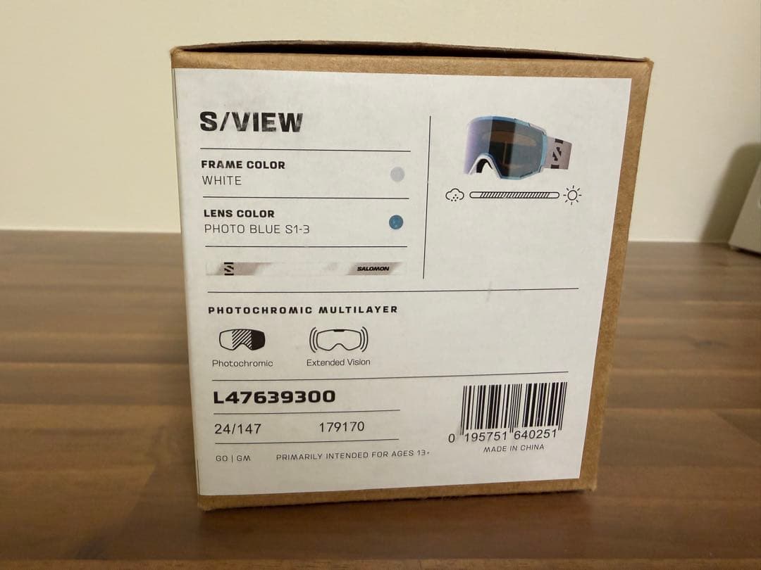 新品SALOMON S/VIEW WHITE調光レンズ 全天候フォトクロ
