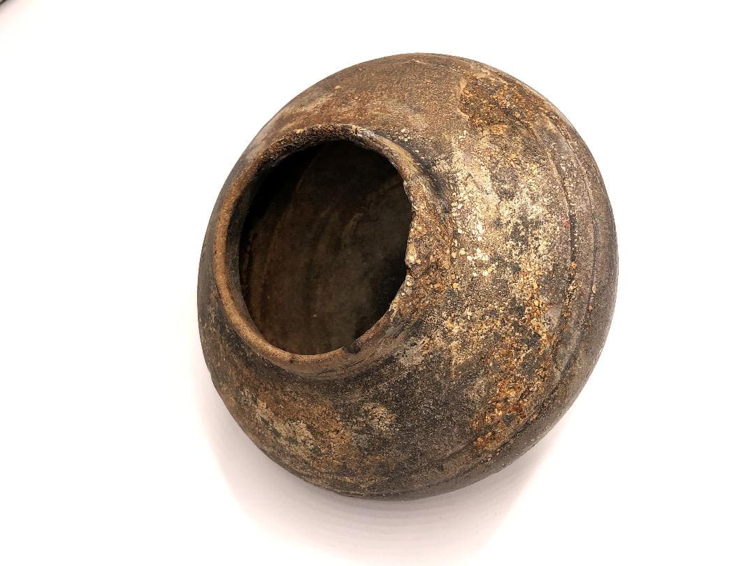 【 須恵器 壺 】　古墳～平安時代　後代金直し　炻器