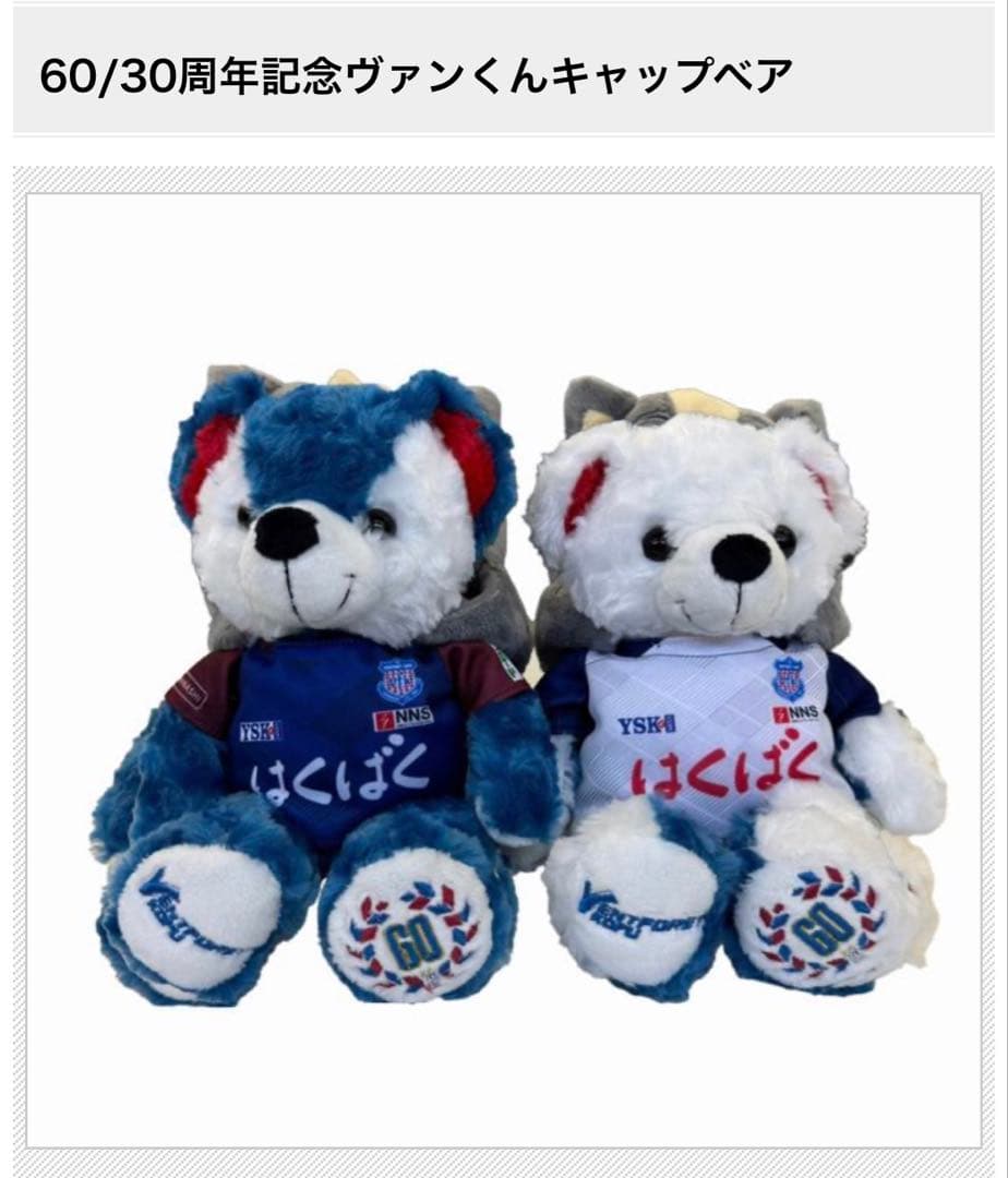 新品 60/30周年記念　ヴァンフォーレ甲府　ご当地ベア　ペアセット