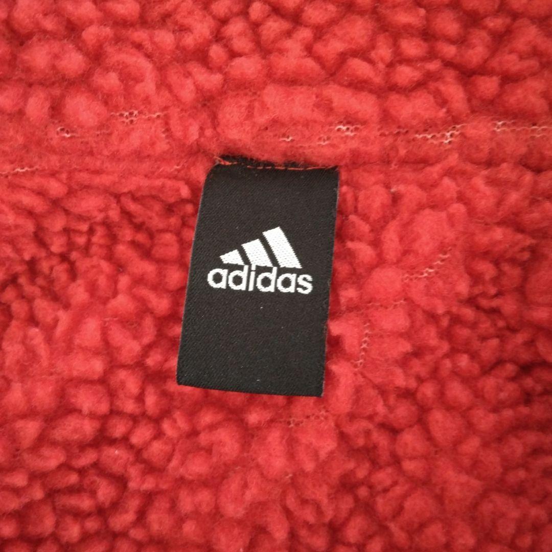 adidas フリース内側 ベンチコート 黒/赤　裏ボア　160㎝