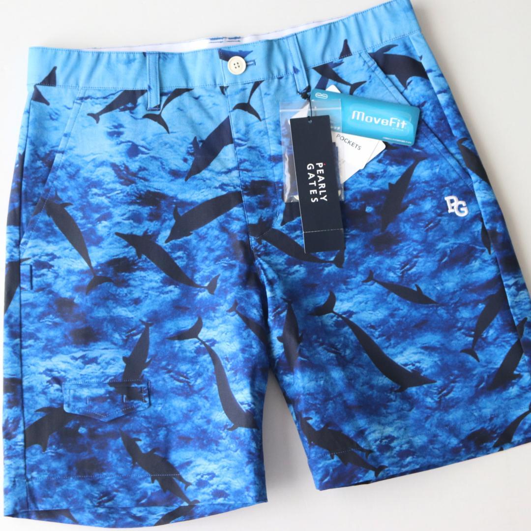 新品タグ付き【パーリーゲイツ】ストレッチ 海中イルカ柄 ショートパンツ 4(M)