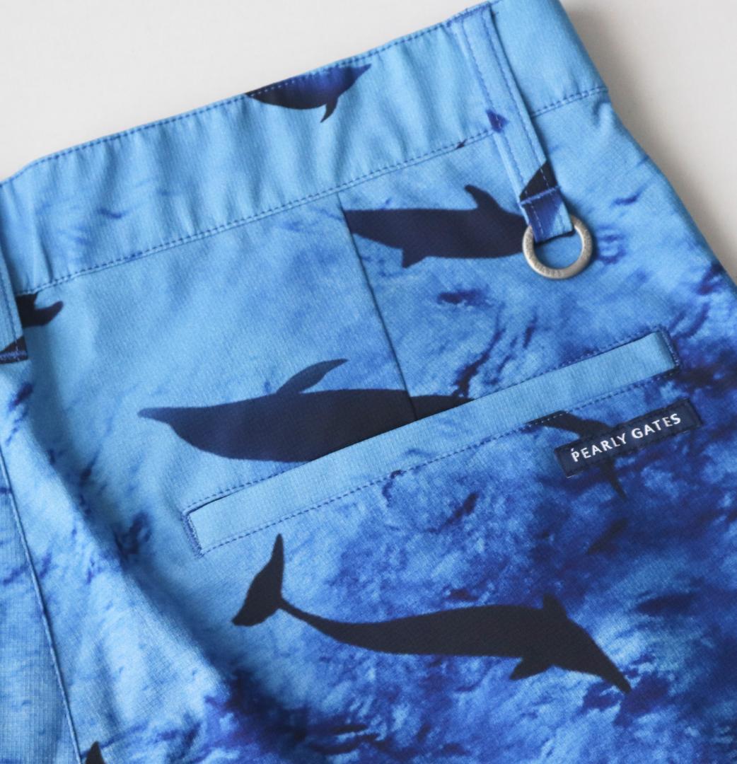 新品タグ付き【パーリーゲイツ】ストレッチ 海中イルカ柄 ショートパンツ 4(M)