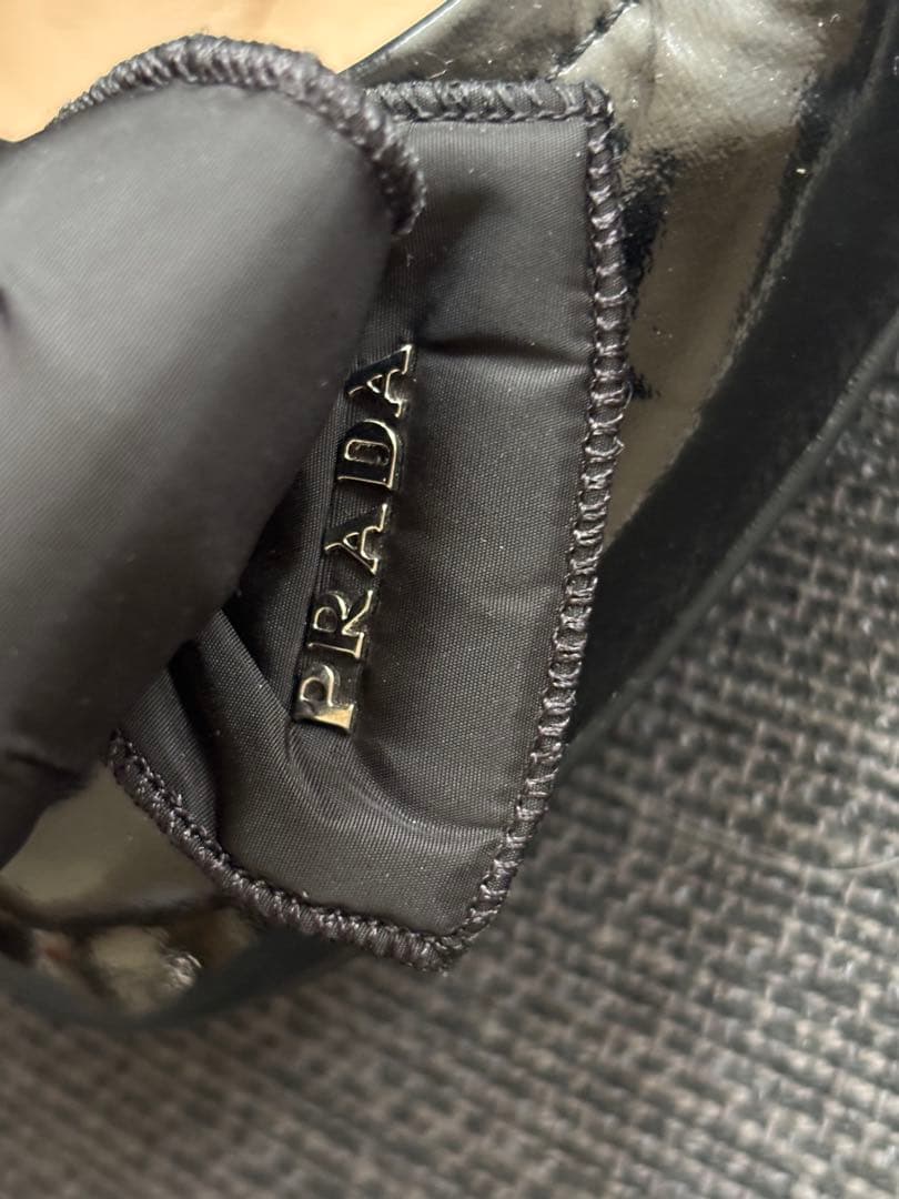 難あり　PRADA リボン付きバレエシューズ ブラック　38.5 24cm
