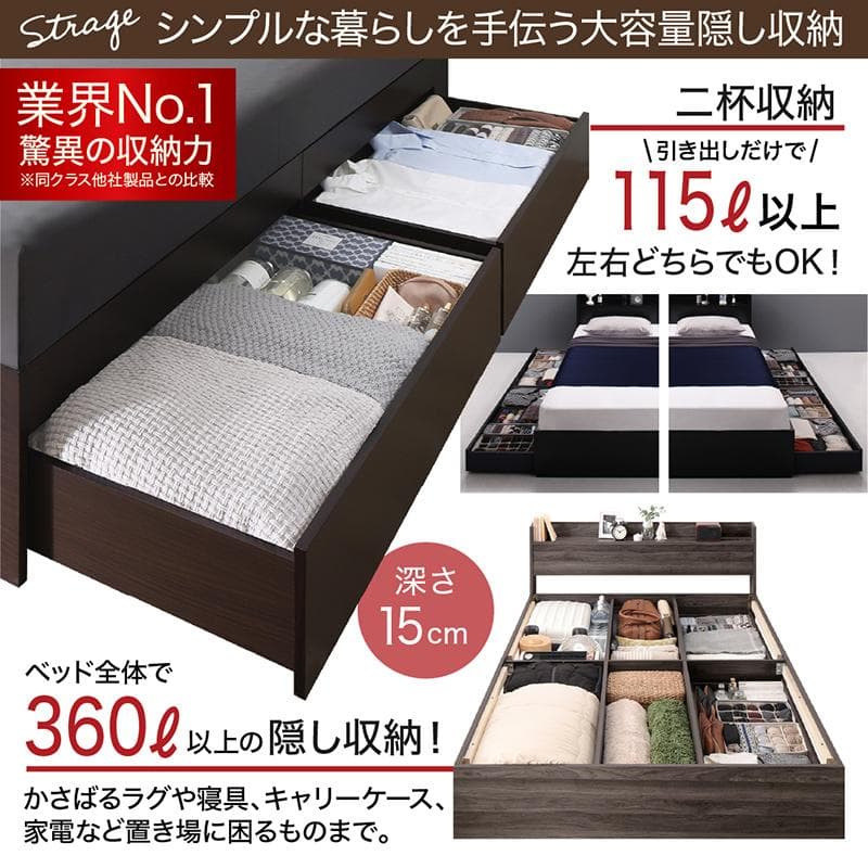 最安値！マットレスなし セミダブルベッド 収納 コンセント 送料込み！ 22