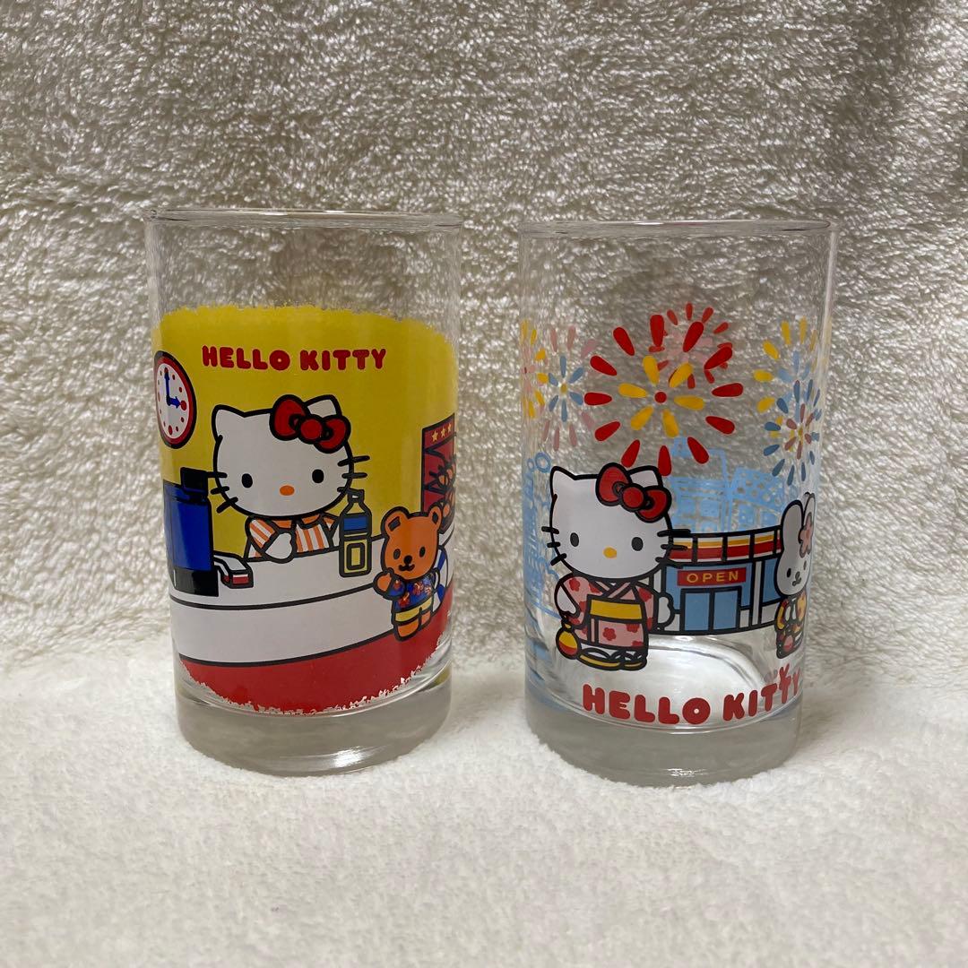 サンリオ　ハローキティ　グラス　コップ　2点 レトロ　2004年　セーブオン　★