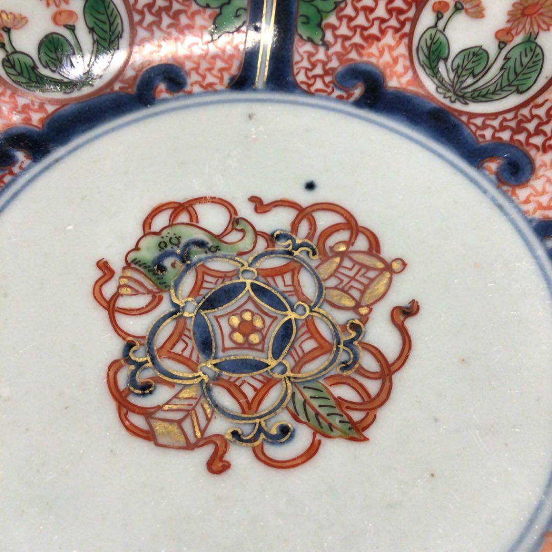 【特別出品】古伊万里　元禄伊万里　柿右衛門　色絵　宝丸紋　輪花型皿