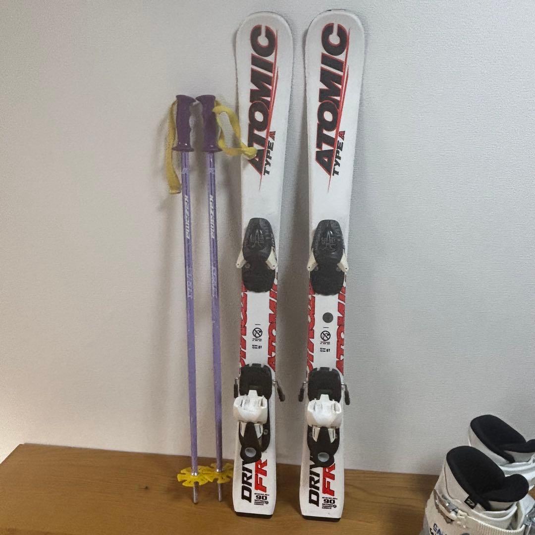 ジュニアスキーセット　ストック付　Atomic 90cm 20-20.5cm