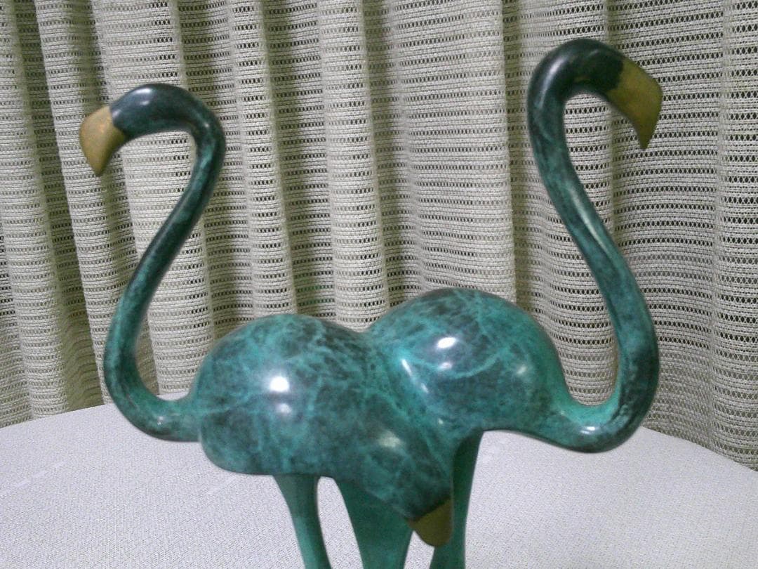アンティーク モダン 【ブロンズ像 フラミンゴ】 デコアート 20cm 2kg