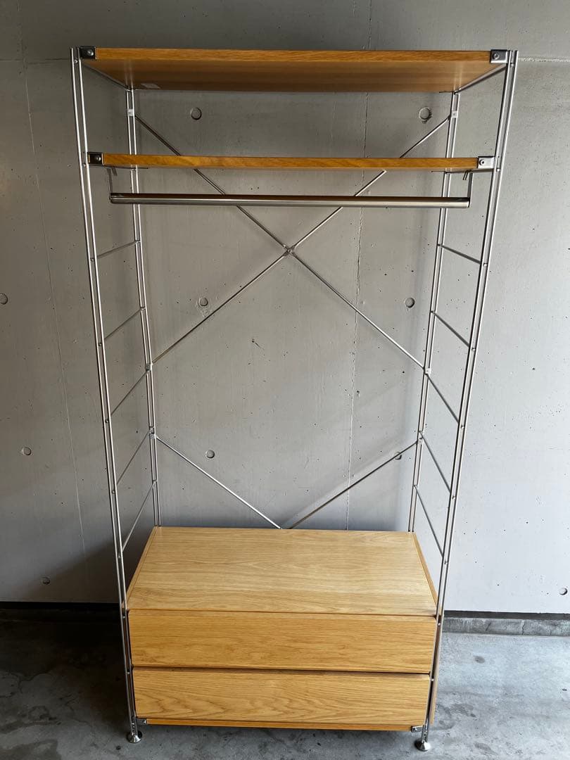 美品★無印ステンレスユニットシェルフ・オーク材・ワードローブセット