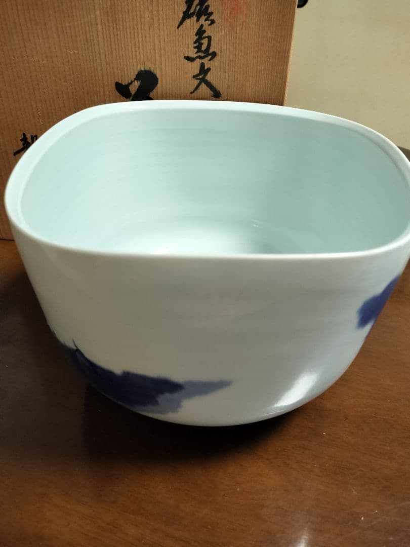 辻毅彦作　花瓶　白磁魚文　聡窯　花器　壺