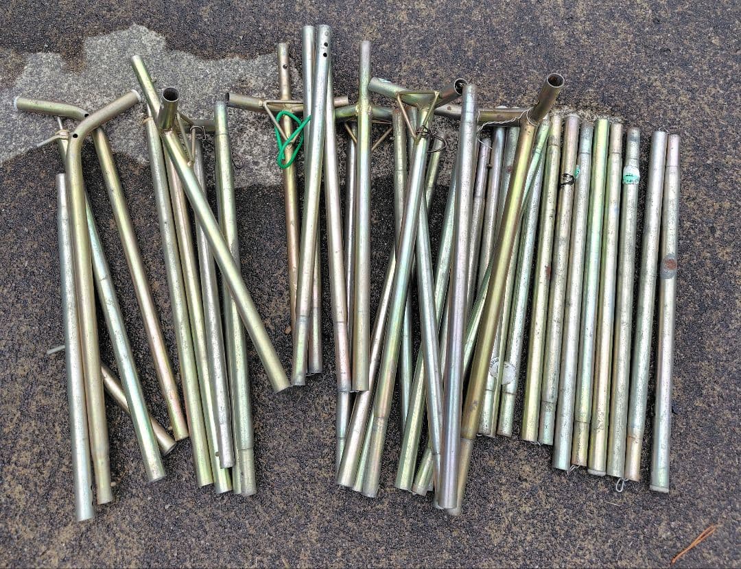 （昭和レトロ）緑と白のストライプテント 4人用