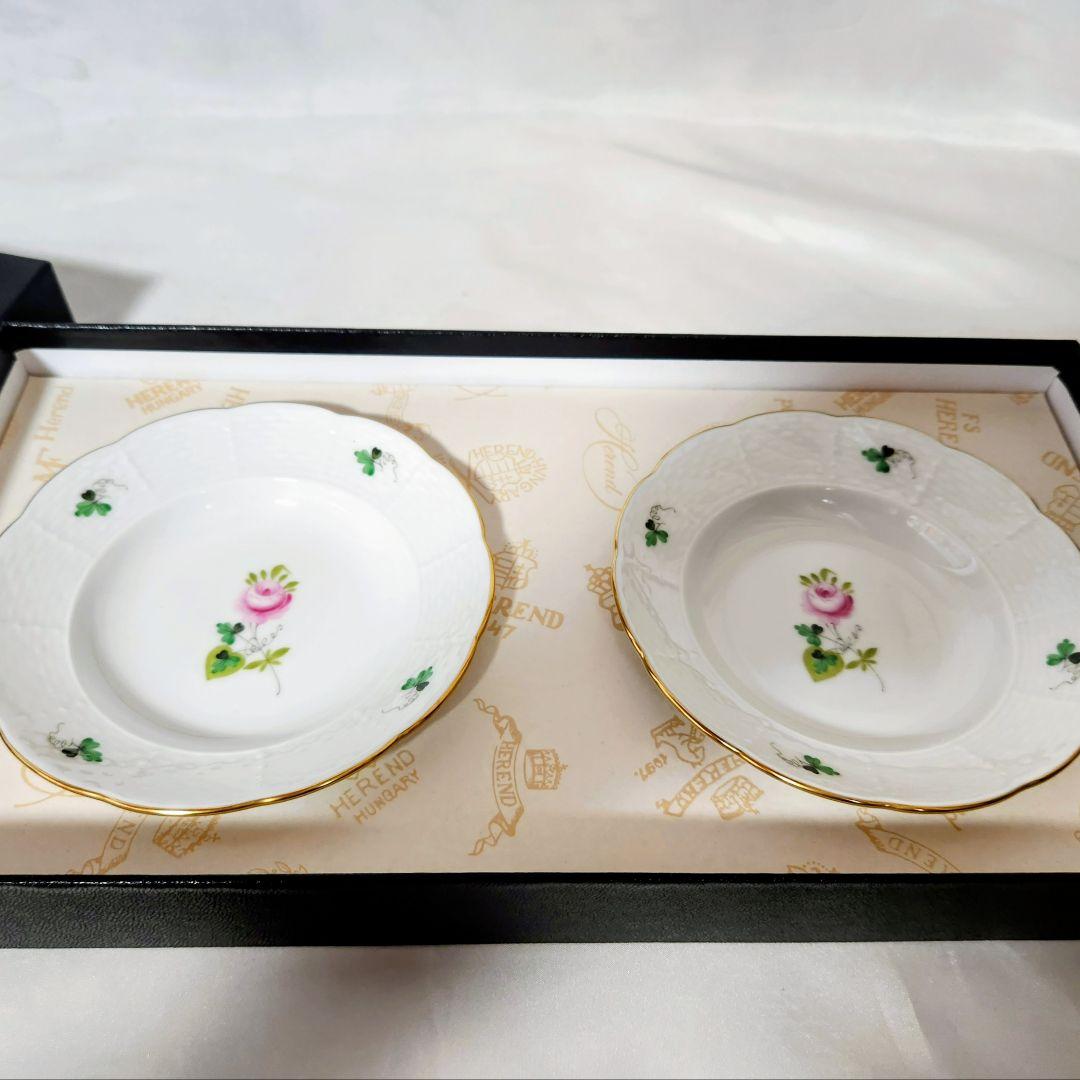 ヘレンドHEREND【ウィーンの薔薇】プレート2P【未使用美品・箱栞付き】