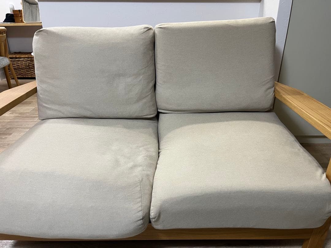 無印良品 MUJI オーク材 フェザー 2シーターソファ 2人掛ソファ【送料込】