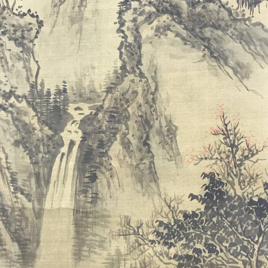 張丹/秋山瀑流図/山水図/山水画賛/掛軸/名家伝来/AD-716