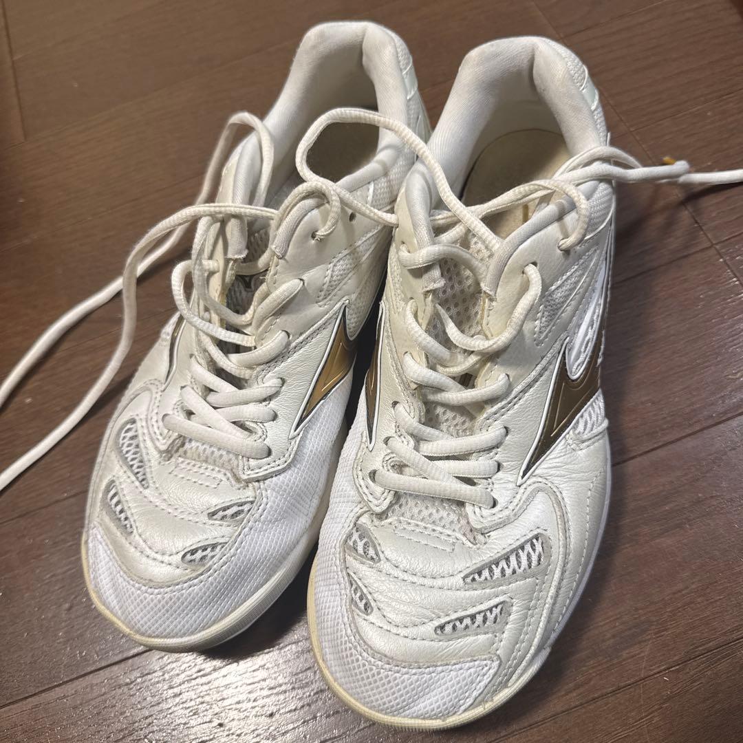 Mizuno バドミントンシューズ ホワイト/ゴールド