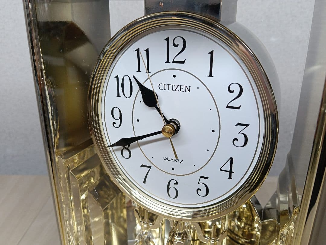 y【美品】CITIZEN 置時計 クォーツ クリスタル装飾付き